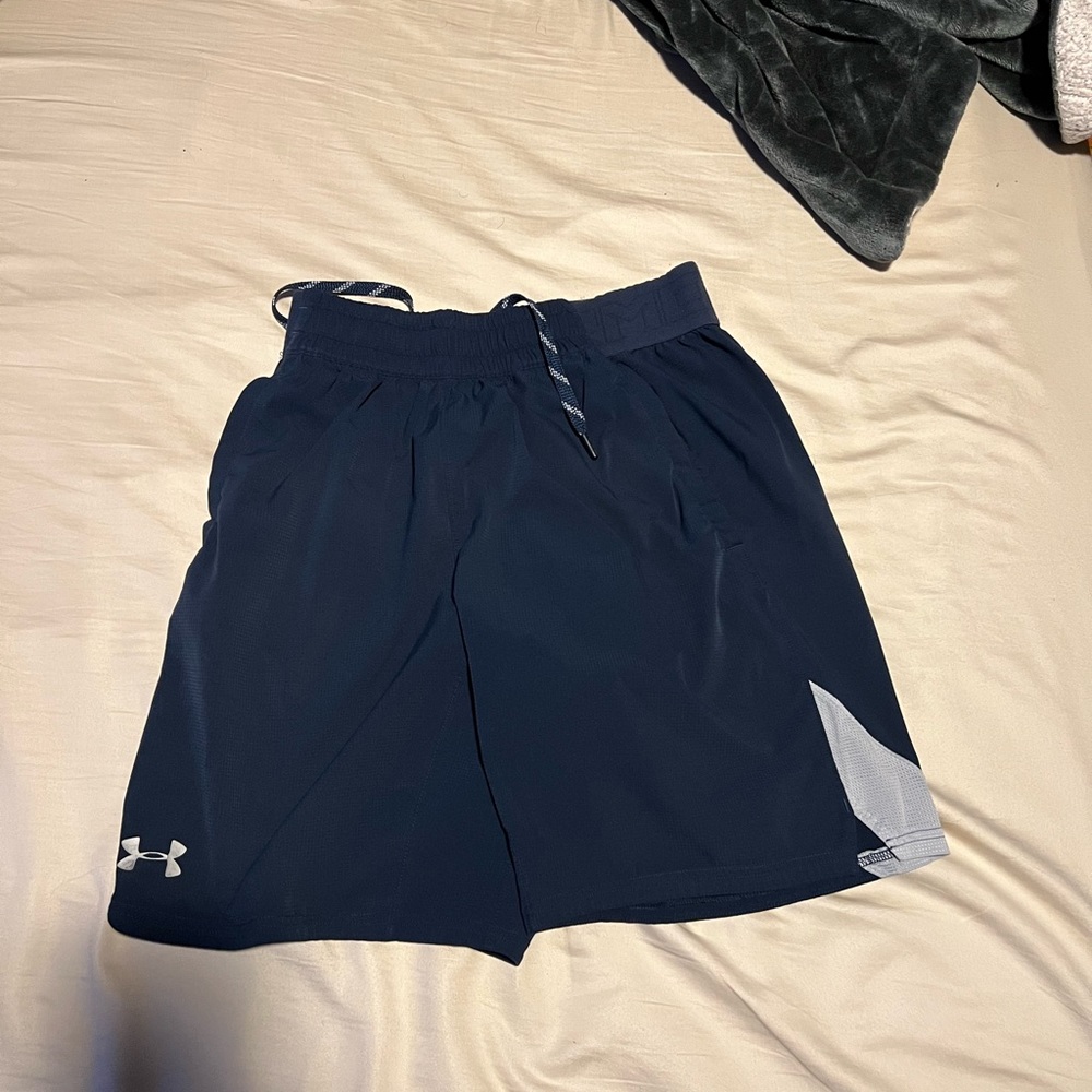 Under Armour Launch Navy/Grey Short Size M. Lightly Used. Perfect condition.